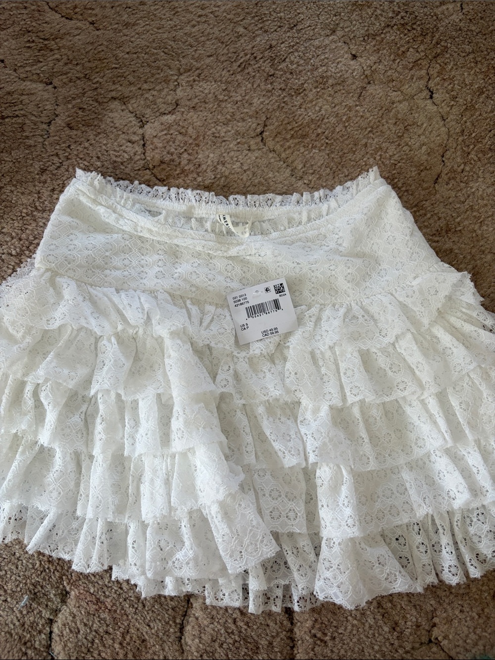 American Eagle Outfitters White Lace Ruffle Skater Skirt